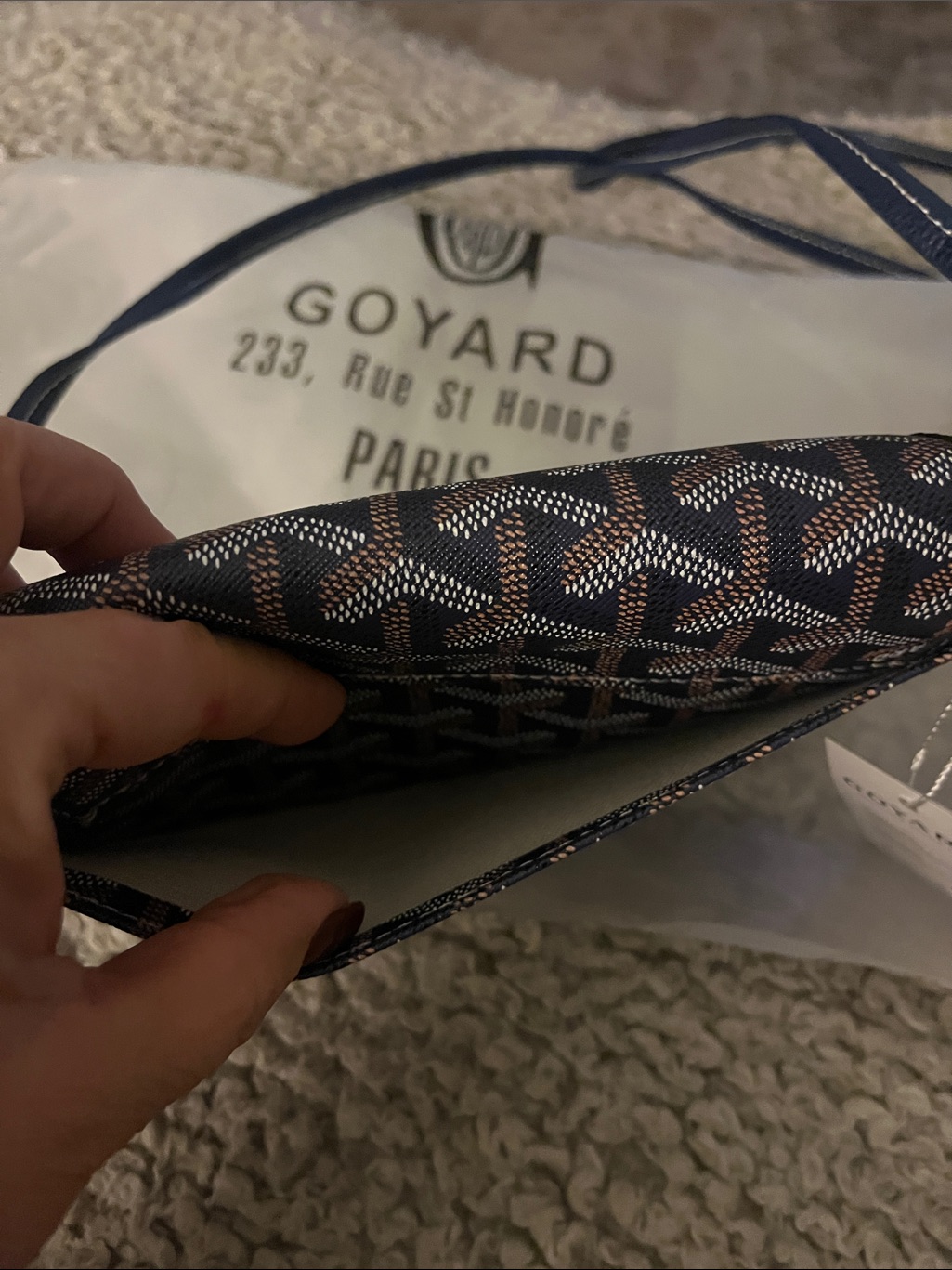Goyard Blue And Brown Chevron Crossbody Wallet — image 3 of 5
